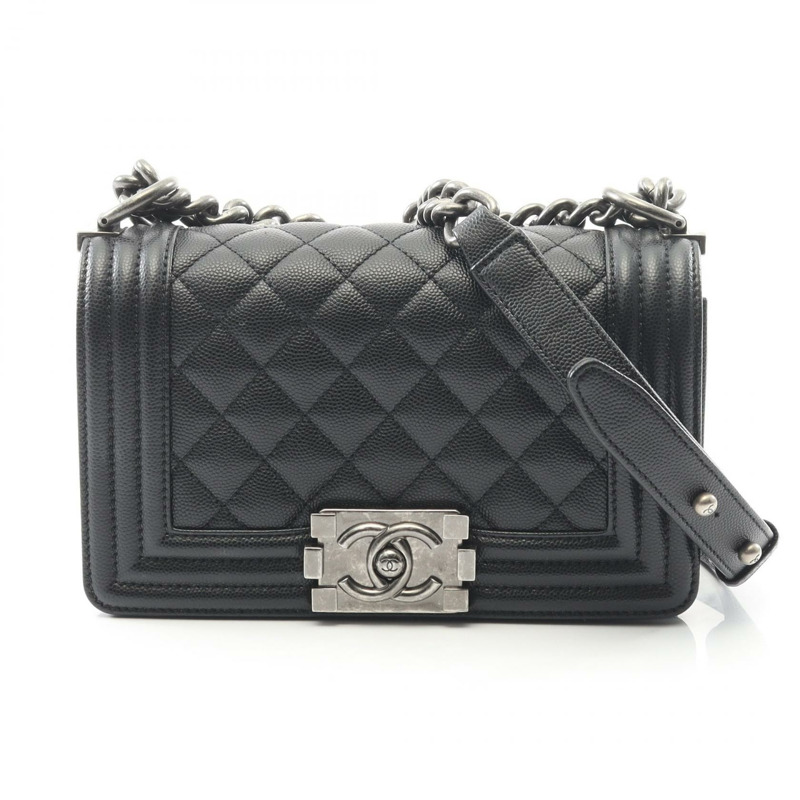 香奈兒 Boy Chanel 小號鏈條單背包 A67085 小牛皮 黑色 二手 CC-0
