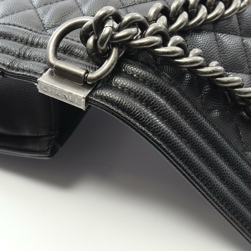 香奈兒 Boy Chanel 小號鏈條單背包 A67085 小牛皮 黑色 二手 CC-6