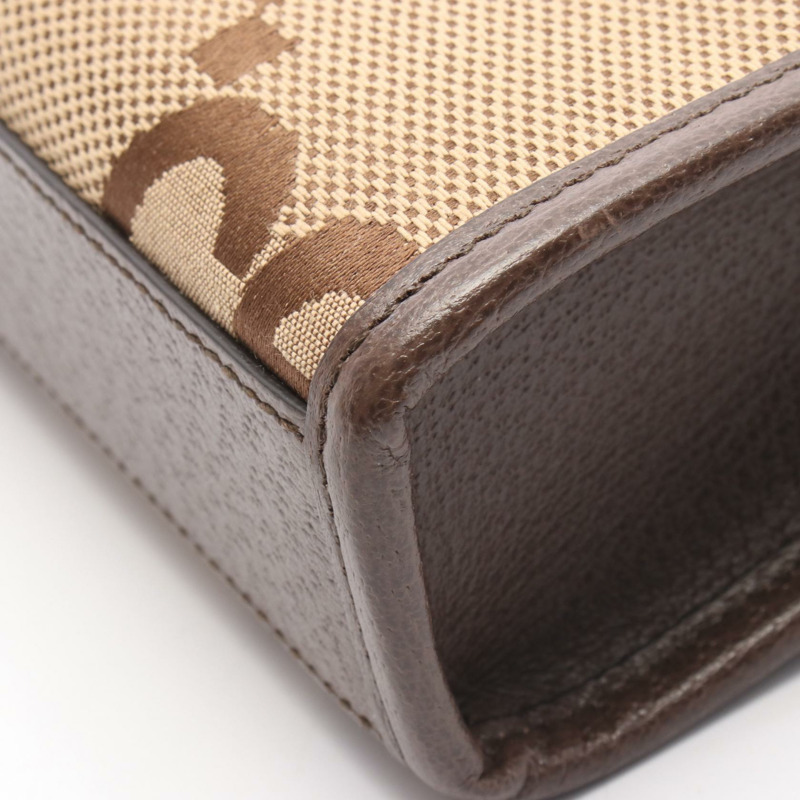 GUCCI Jumbo GG 迷你肩斜背包手提包 699406 帆布皮革 二手-4