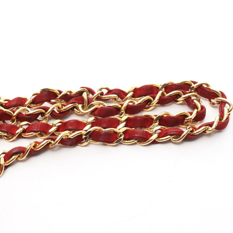 香奈兒 (CHANEL) 鏈條肩背包，紅色麂皮絨面革，金色五金，二手女士 Coco CC-5