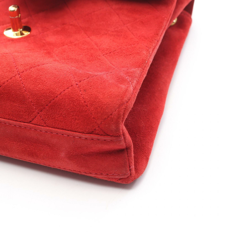 香奈兒 (CHANEL) 鏈條肩背包，紅色麂皮絨面革，金色五金，二手女士 Coco CC-9