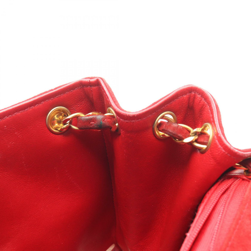 香奈兒 (CHANEL) 鏈條肩背包，紅色麂皮絨面革，金色五金，二手女士 Coco CC-14