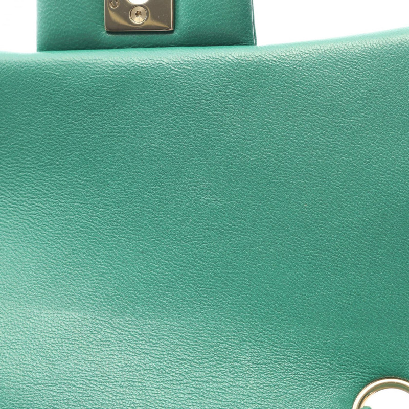 香奈兒迷你絎縫鏈條肩背斜背包 A35200 皮革 綠色 金色五金 二手-6