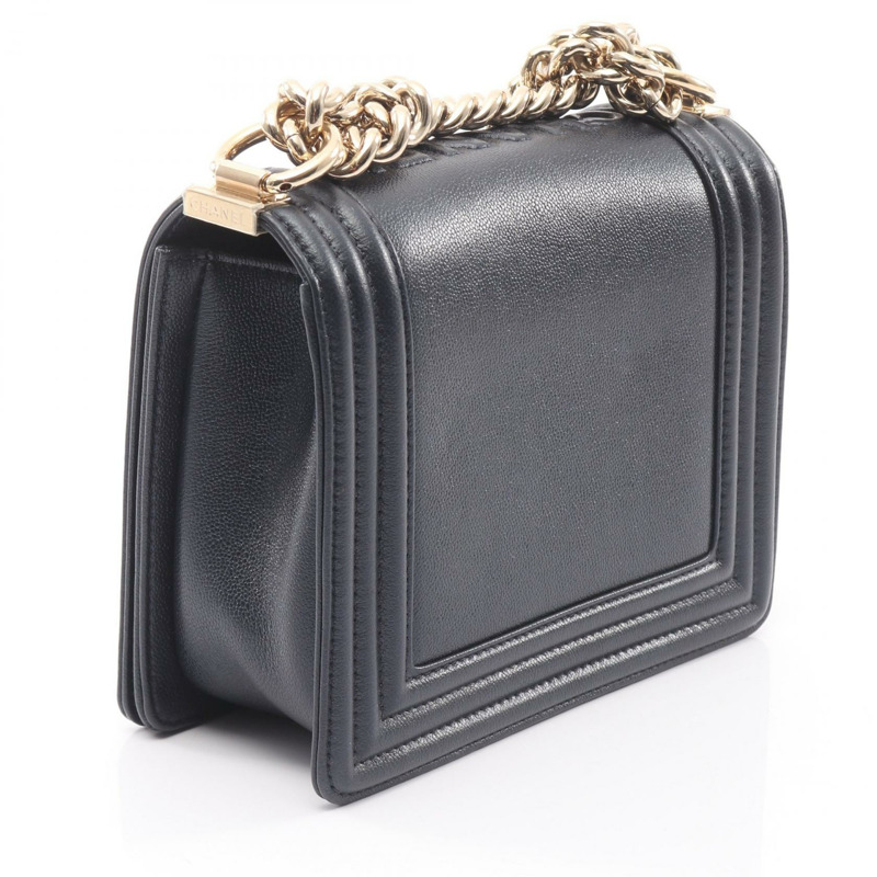 香奈兒 Boy Chanel 鏈條肩背包 AS3018 皮革海軍藍二手女士金色五金 CC-1