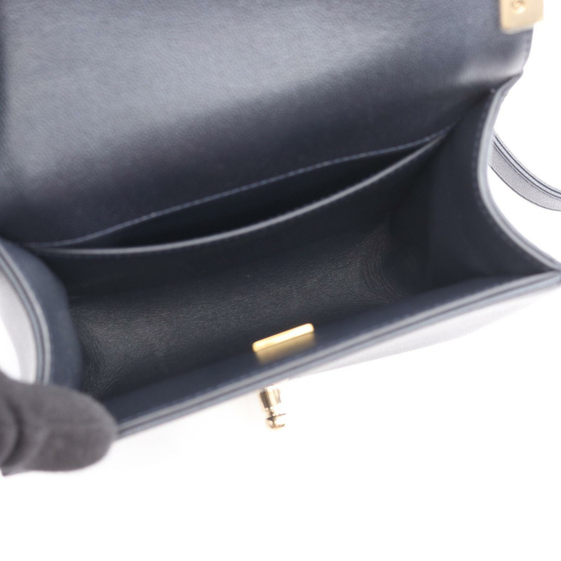 香奈兒 Boy Chanel 鏈條肩背包 AS3018 皮革海軍藍二手女士金色五金 CC-2