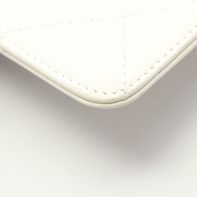 香奈兒 (CHANEL) 絎縫人造珍珠肩背包 AS2503 白色皮革 二手 金色五金 CC-5