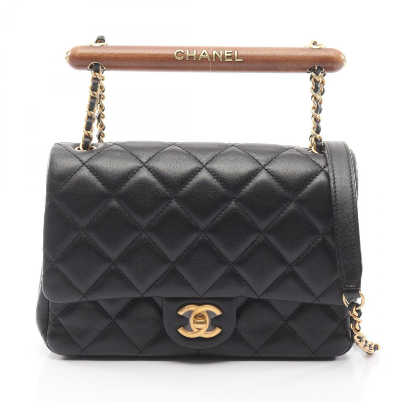 香奈兒 (CHANEL) 絎縫單肩包 AS4151 羊皮 黑色 二手 女士 金色五金-0