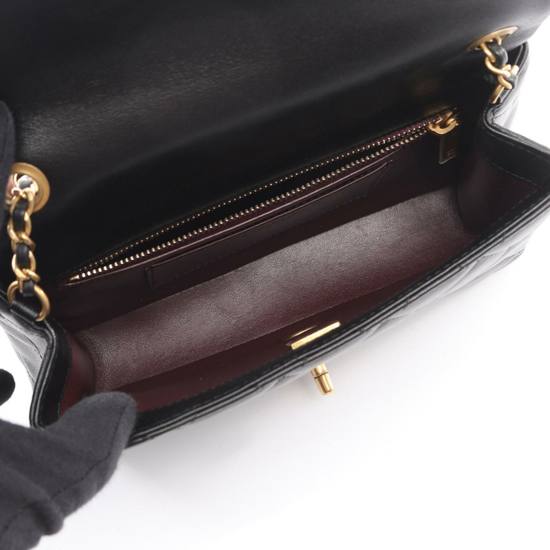 香奈兒 (CHANEL) 絎縫單肩包 AS4151 羊皮 黑色 二手 女士 金色五金-2