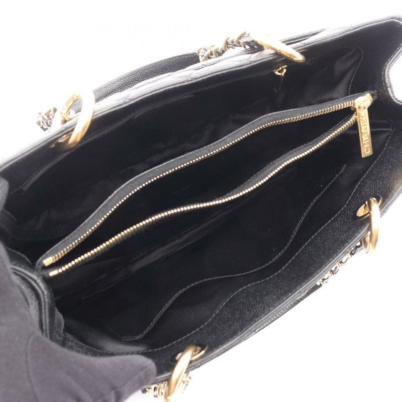 香奈兒 (CHANEL) Matelasse Grand Shopping GST 單肩手提包 A50995 黑色皮革二手-2