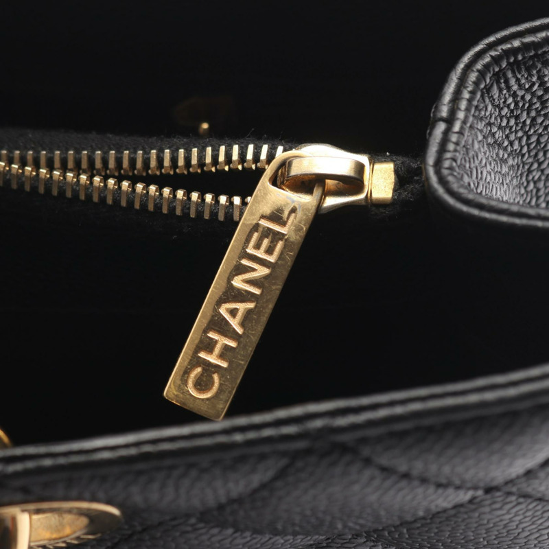 香奈兒 (CHANEL) Matelasse Grand Shopping GST 單肩手提包 A50995 黑色皮革二手-7