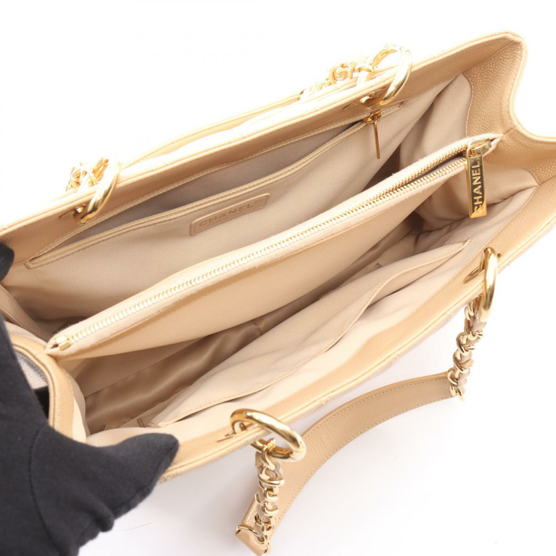 香奈兒 (CHANEL) Matelasse Grand Shopping GST 手提包 A50995 皮革 米色 二手 女士 金色五金-2