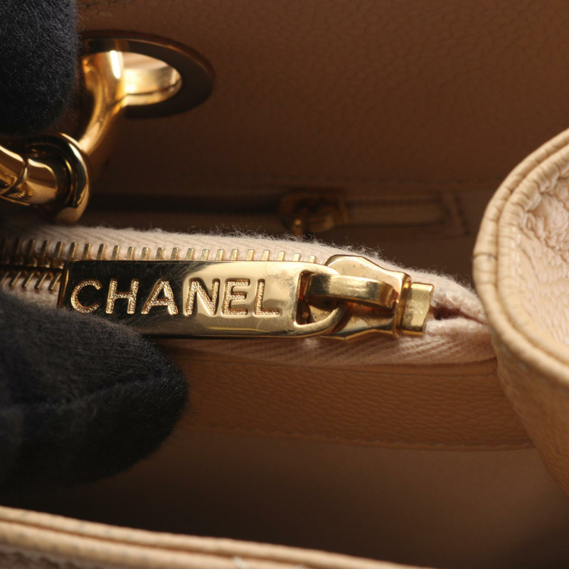 香奈兒 (CHANEL) Matelasse Grand Shopping GST 手提包 A50995 皮革 米色 二手 女士 金色五金-7
