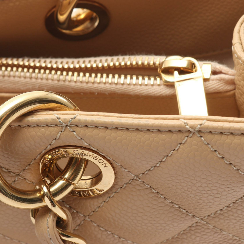香奈兒 (CHANEL) Matelasse Grand Shopping GST 手提包 A50995 皮革 米色 二手 女士 金色五金-9
