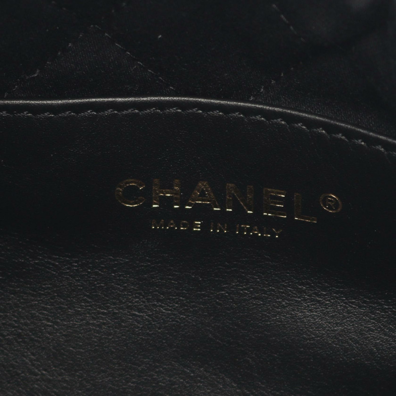 香奈兒 22 迷你鏈條單肩斜背包 AS3980 黑色皮革 二手 女士 金色五金-3