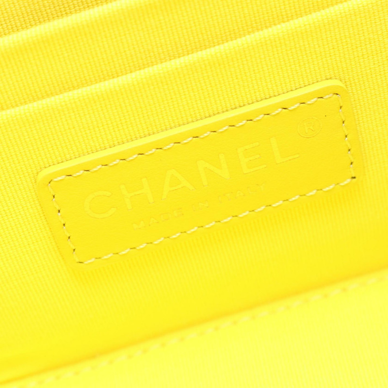 香奈兒 (CHANEL) 絎縫鏈條肩挎包 AS3228 黃色皮革二手金色五金 CC-3