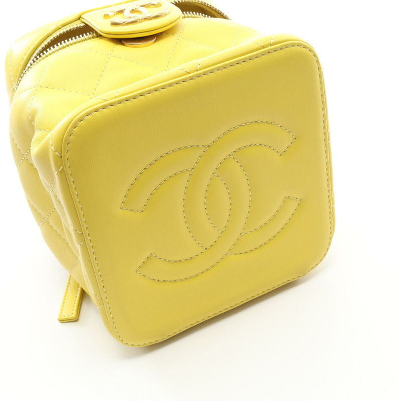 香奈兒 (CHANEL) 絎縫鏈條肩挎包 AS3228 黃色皮革二手金色五金 CC-6