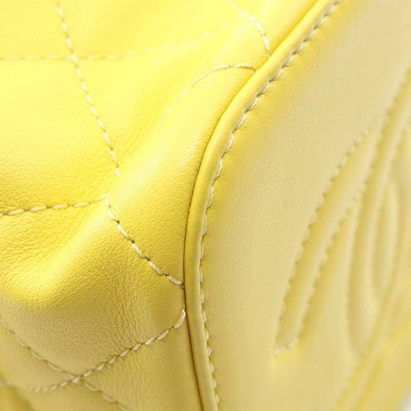 香奈兒 (CHANEL) 絎縫鏈條肩挎包 AS3228 黃色皮革二手金色五金 CC-7