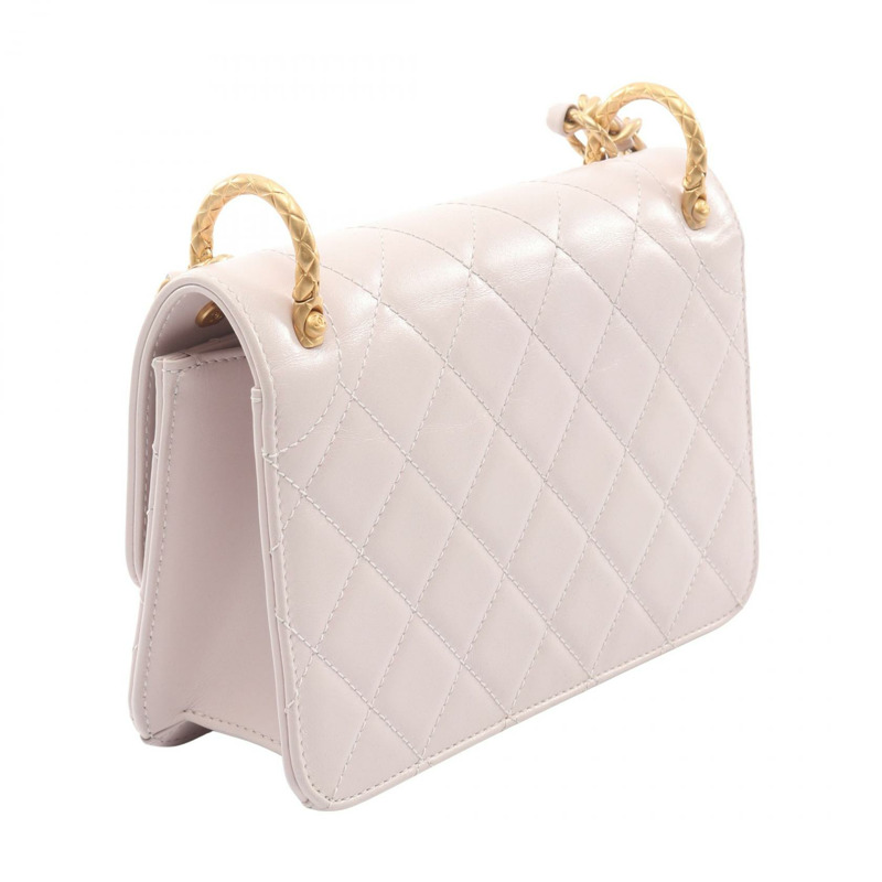 香奈兒 (CHANEL) 絎縫鏈條單肩包，羊皮材質，粉紅色，二手，女士，金色五金-1