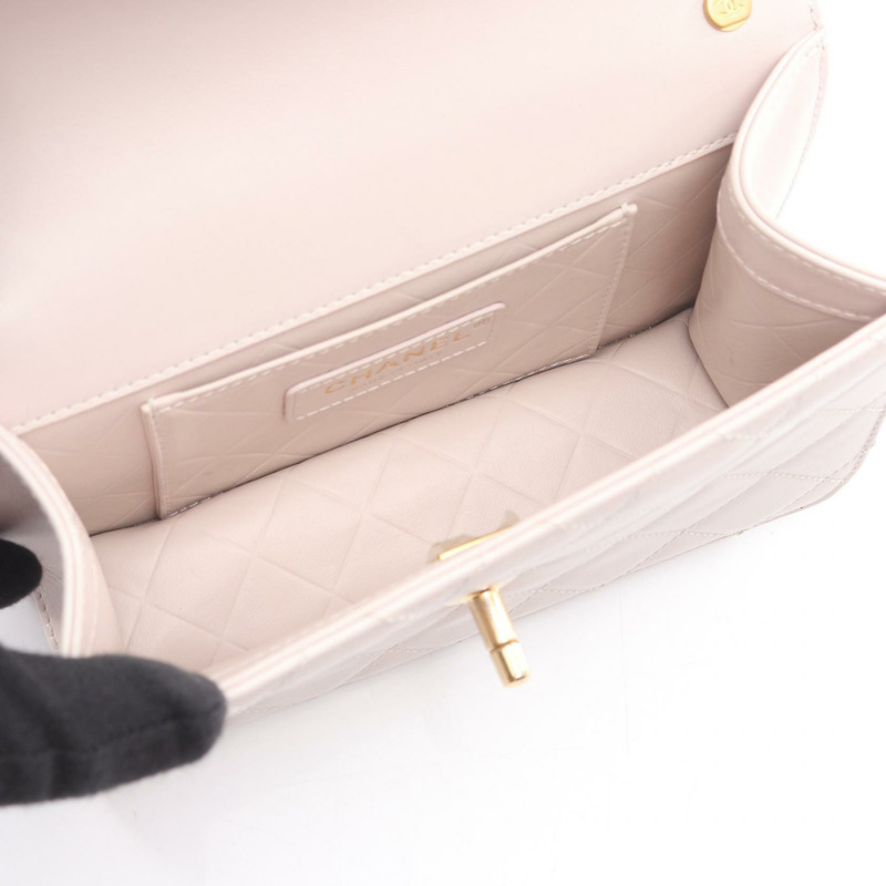 香奈兒 (CHANEL) 絎縫鏈條單肩包，羊皮材質，粉紅色，二手，女士，金色五金-2