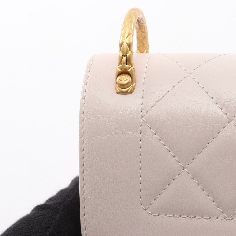 香奈兒 (CHANEL) 絎縫鏈條單肩包，羊皮材質，粉紅色，二手，女士，金色五金-5