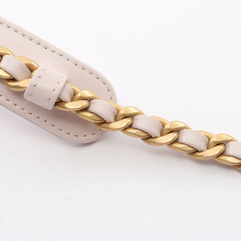 香奈兒 (CHANEL) 絎縫鏈條單肩包，羊皮材質，粉紅色，二手，女士，金色五金-9