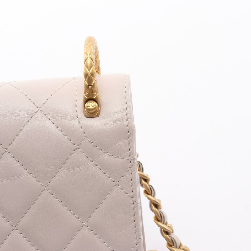 香奈兒 (CHANEL) 絎縫鏈條單肩包，羊皮材質，粉紅色，二手，女士，金色五金-10