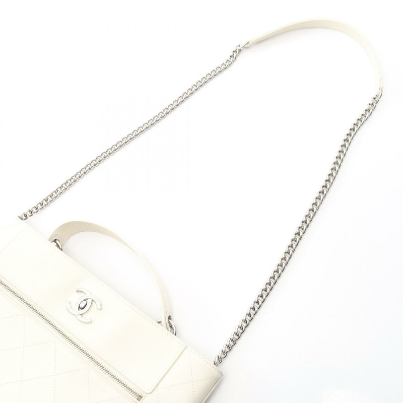 香奈兒 (CHANEL) 絎縫水桶肩背包 AS0577 羊皮 白色 二手 SHW CC-9