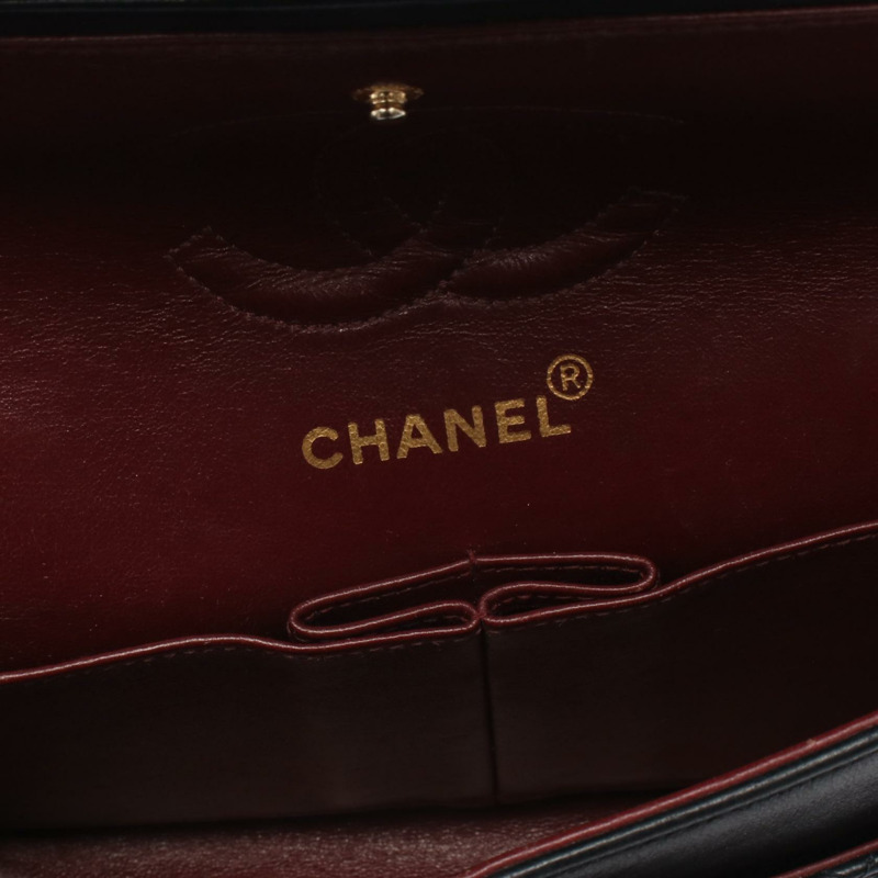 香奈兒 (CHANEL) 絎縫雙蓋鏈條肩背包，羊皮材質，黑色，金色五金，二手-3