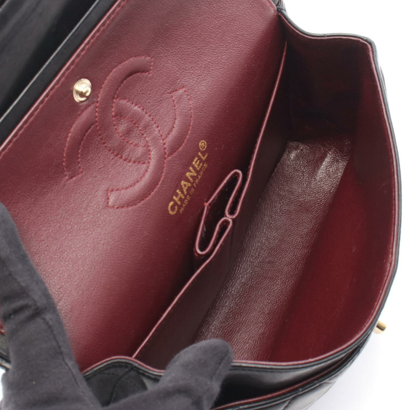 香奈兒 (CHANEL) 絎縫雙蓋鏈條肩背包，羊皮材質，黑色，金色五金，二手-2