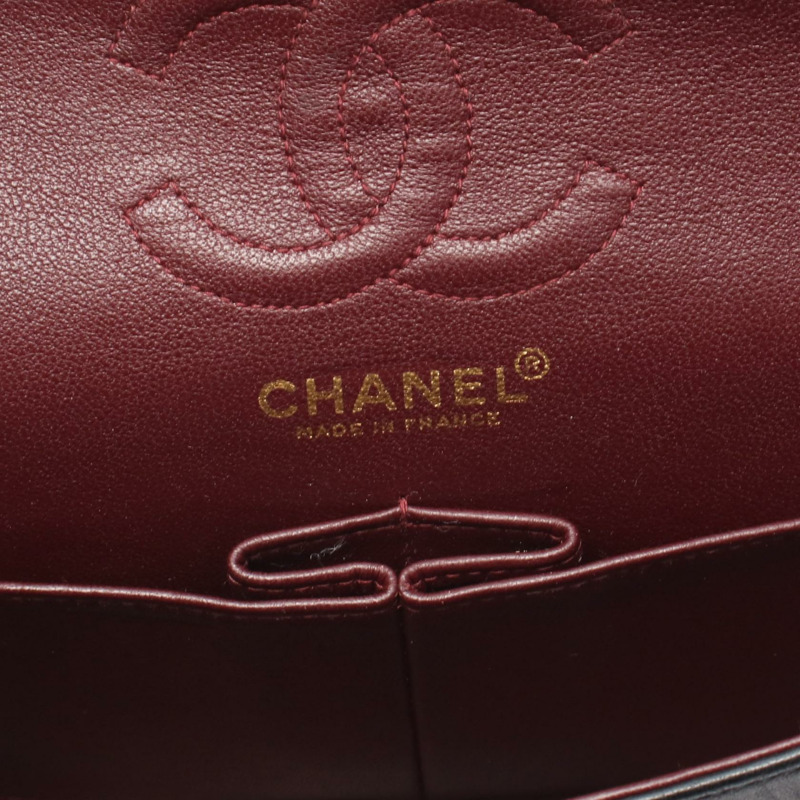 香奈兒 (CHANEL) 絎縫雙蓋鏈條肩背包，羊皮材質，黑色，金色五金，二手-3