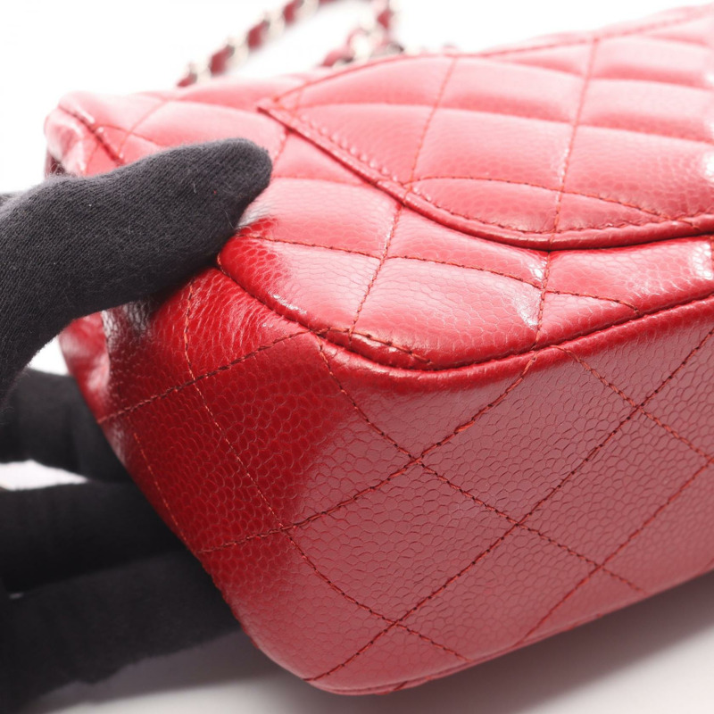 香奈兒 (CHANEL) 迷你絎縫 20 鏈條斜背包 A69900 紅色皮革 SHW-9