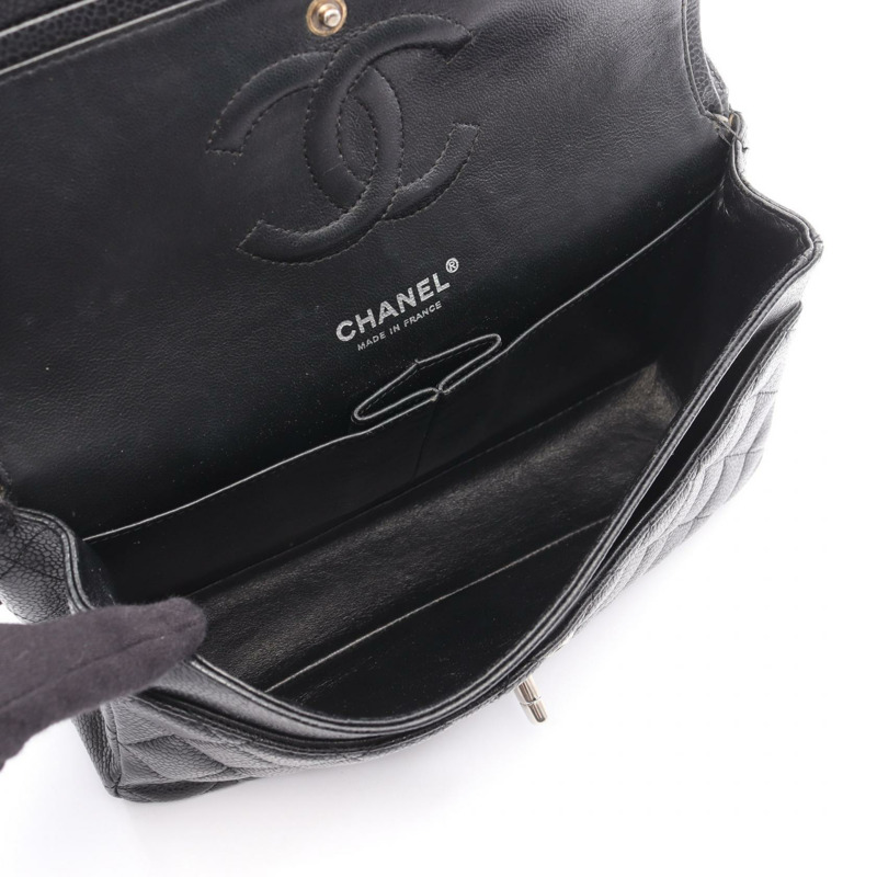 香奈兒 (CHANEL) 絎縫雙蓋鏈條肩背包，黑色皮革，SHW 五金配件，二手女款-2