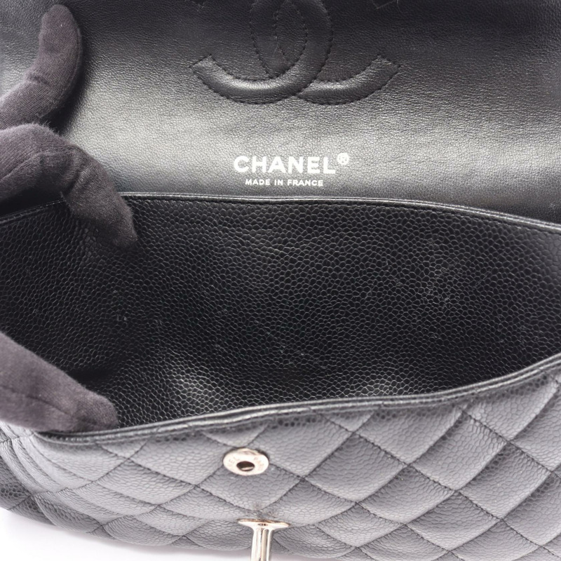 香奈兒 (CHANEL) 絎縫雙蓋鏈條肩背包，黑色皮革，SHW 五金配件，二手女款-7