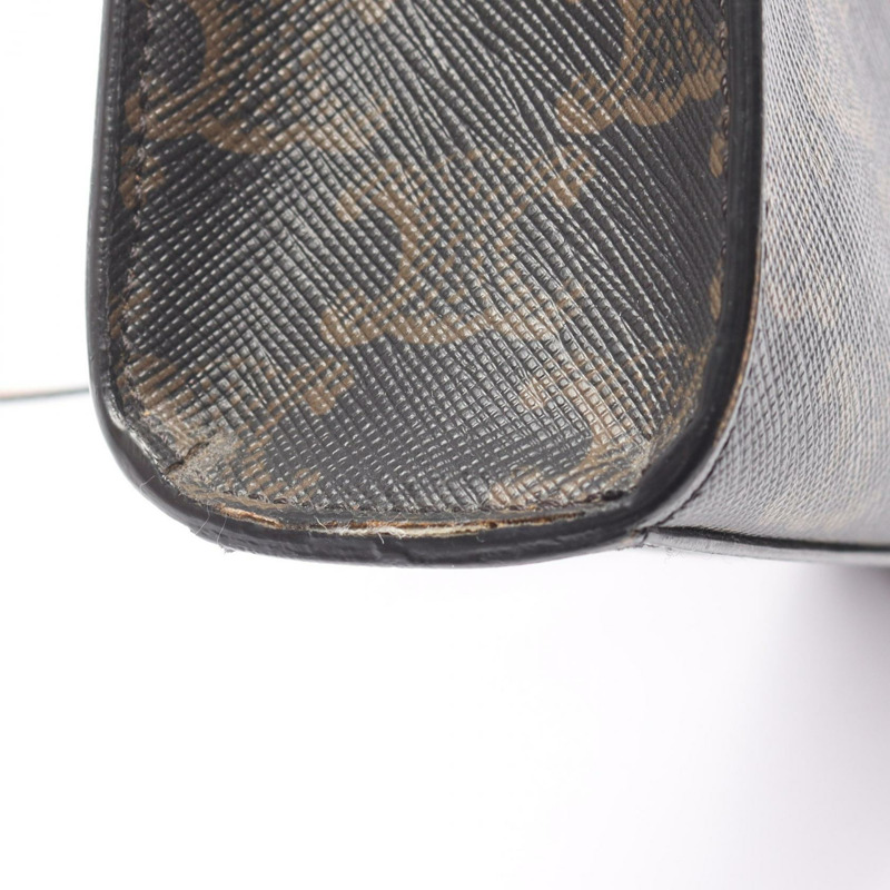 CELINE Mini Vertical Cabas Triomphe 單肩手提包，帆布皮革，棕色，二手-4