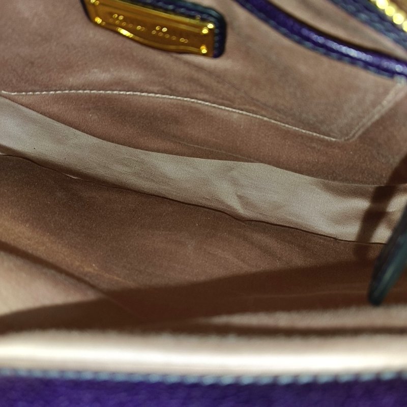 Miu Miu托特包紫色皮革單肩包手提包斜挎包金色五金可拆卸肩帶-15