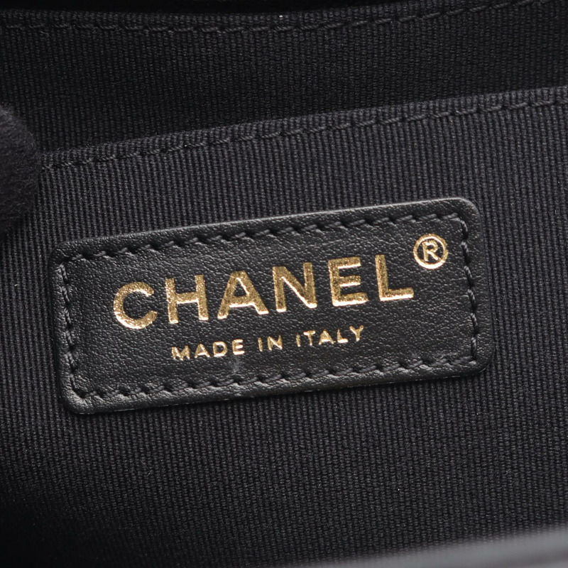 香奈兒 (CHANEL) Matelasse Chian 羊皮肩斜背包，黑色，金色五金，二手 CC-3