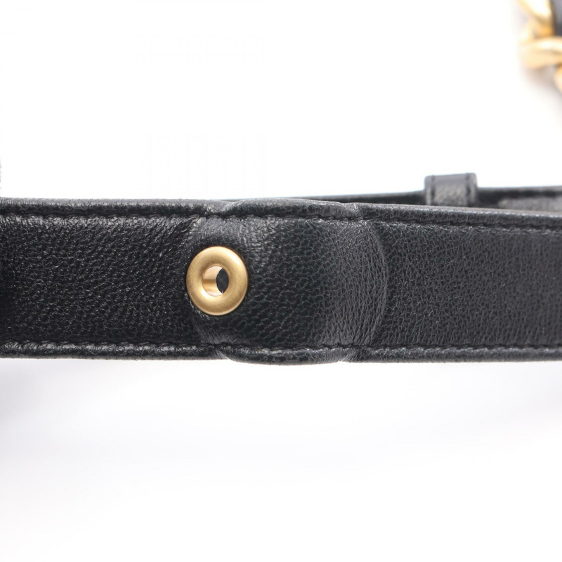 香奈兒 (CHANEL) Matelasse Chian 羊皮肩斜背包，黑色，金色五金，二手 CC-6