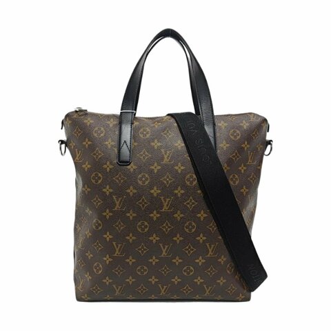 LOUIS VUITTON KITAN棕色塗層帆布老花單肩包手提包斜挎包銀色五金可拆卸肩帶