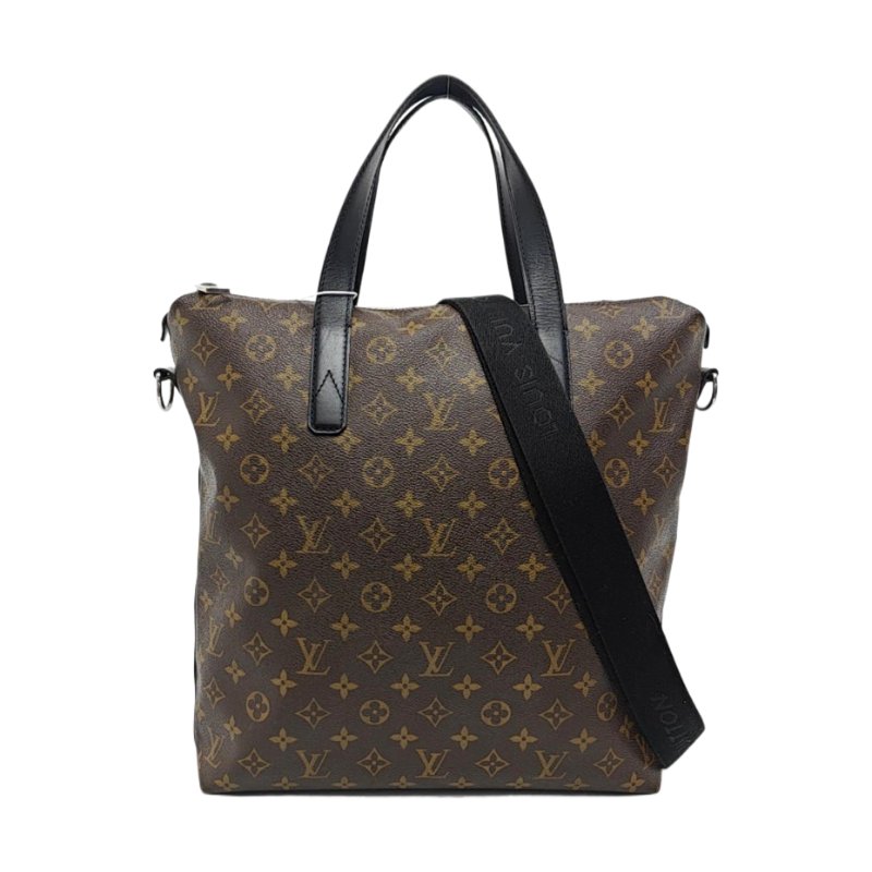 LOUIS VUITTON KITAN棕色塗層帆布老花單肩包手提包斜挎包銀色五金可拆卸肩帶-0