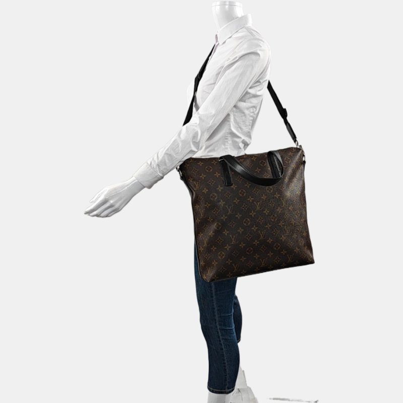 LOUIS VUITTON KITAN棕色塗層帆布老花單肩包手提包斜挎包銀色五金可拆卸肩帶-1