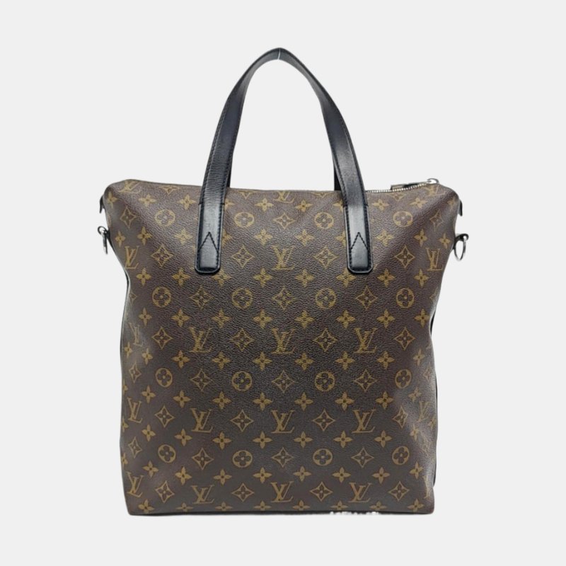 LOUIS VUITTON KITAN棕色塗層帆布老花單肩包手提包斜挎包銀色五金可拆卸肩帶-4