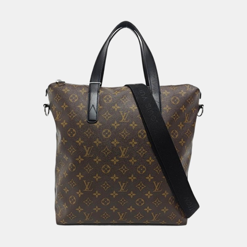 LOUIS VUITTON KITAN棕色塗層帆布老花單肩包手提包斜挎包銀色五金可拆卸肩帶-7