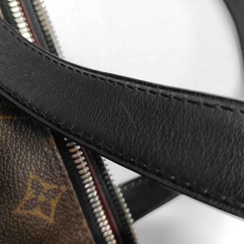LOUIS VUITTON KITAN棕色塗層帆布老花單肩包手提包斜挎包銀色五金可拆卸肩帶-9
