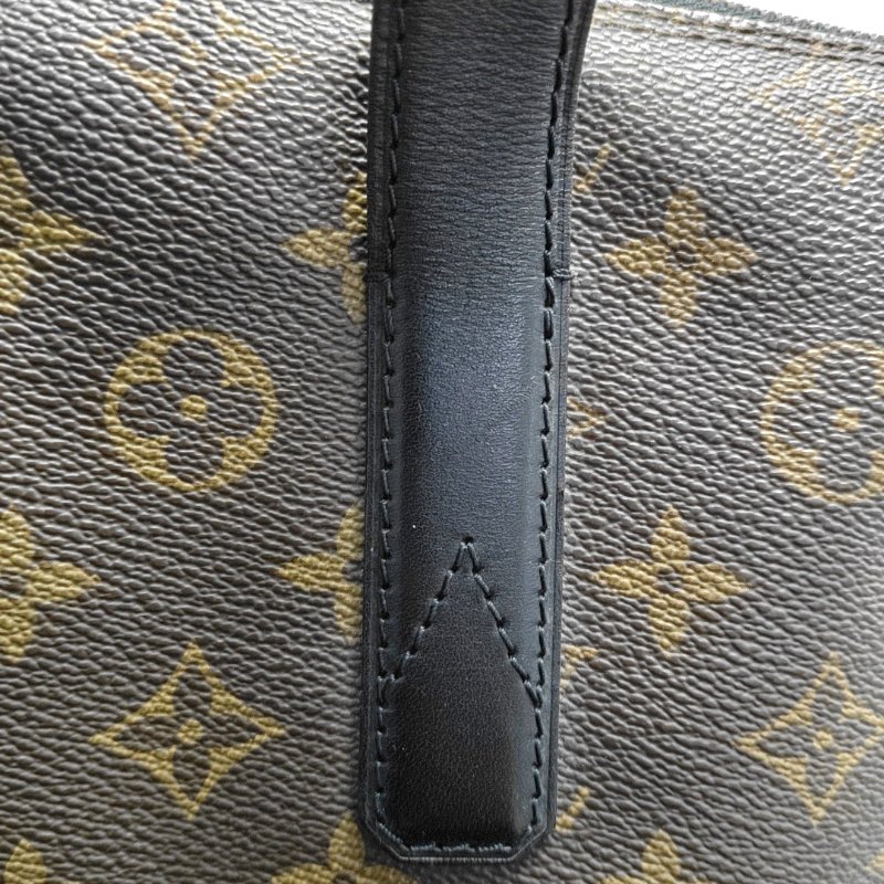 LOUIS VUITTON KITAN棕色塗層帆布老花單肩包手提包斜挎包銀色五金可拆卸肩帶-11