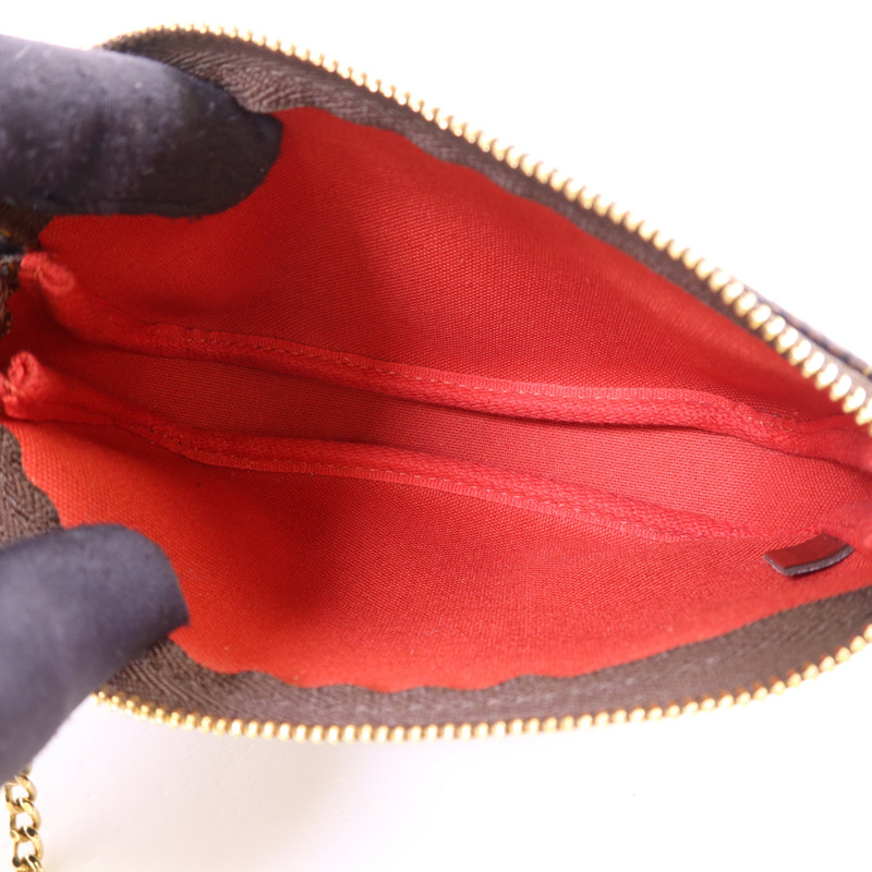 LOUIS VUITTON Damier Mini Pochette Accessoires金扣手挽袋-5