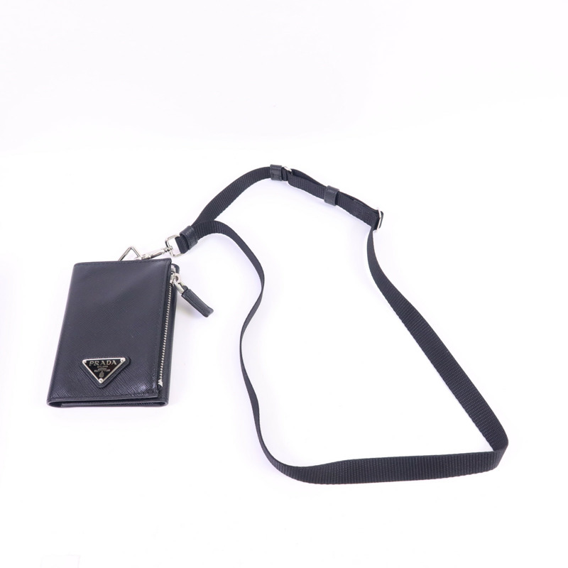 PRADA Saffiano皮革Trifold Wallet銀扣錢包-2