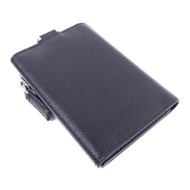 PRADA Saffiano皮革Trifold Wallet銀扣錢包-4