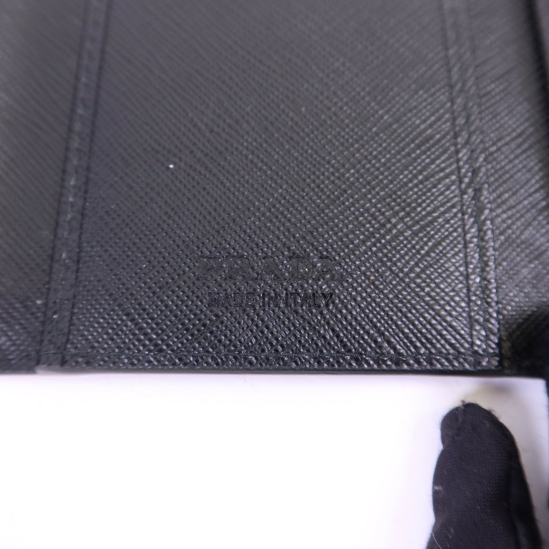 PRADA Saffiano皮革Trifold Wallet銀扣錢包-6