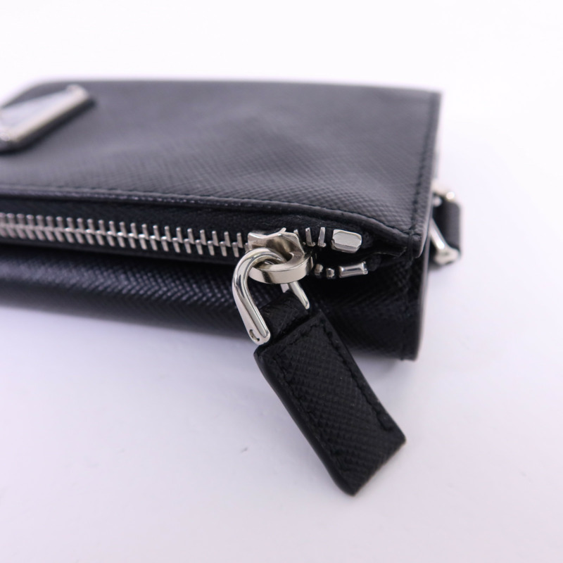 PRADA Saffiano皮革Trifold Wallet銀扣錢包-10