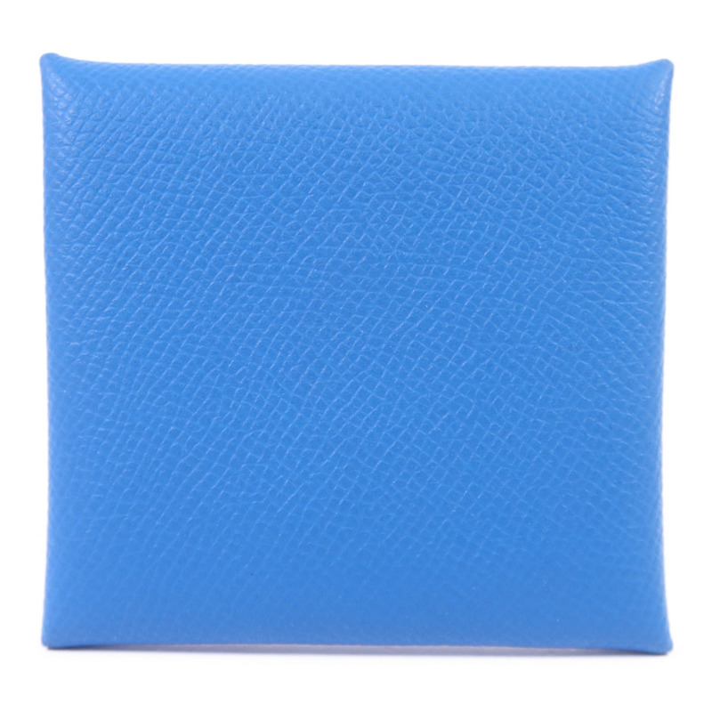 HERMES Epsom皮革Bastia銀扣零錢包Bleu Hydra-1